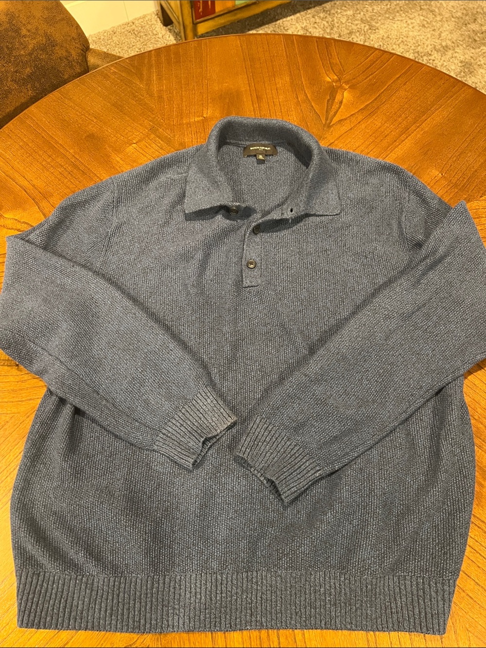 Banana Republic Blue Long-Sleeve Polo Sweater
